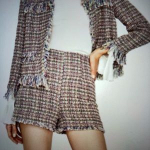 CUTE Zara Boucle multicolored frayed shorts